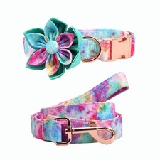 Cute Dog Collar, Girl Dog Collar with Purple Watercolor Design Adjustable wit...