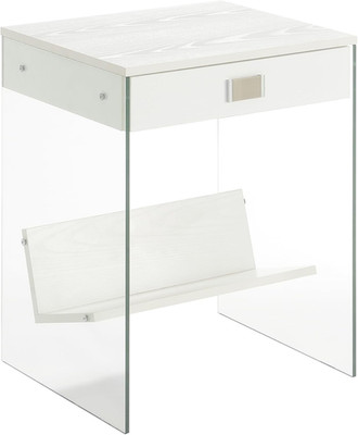 Modern Soho 1 Drawer Glass End Table - 2 Tier White Accent Table