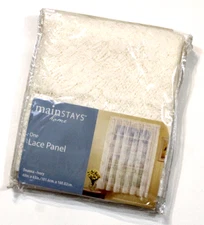 Mainstays Deanna Lace Panel Color Ivory Window Treatment Drapery 40 x 60" New