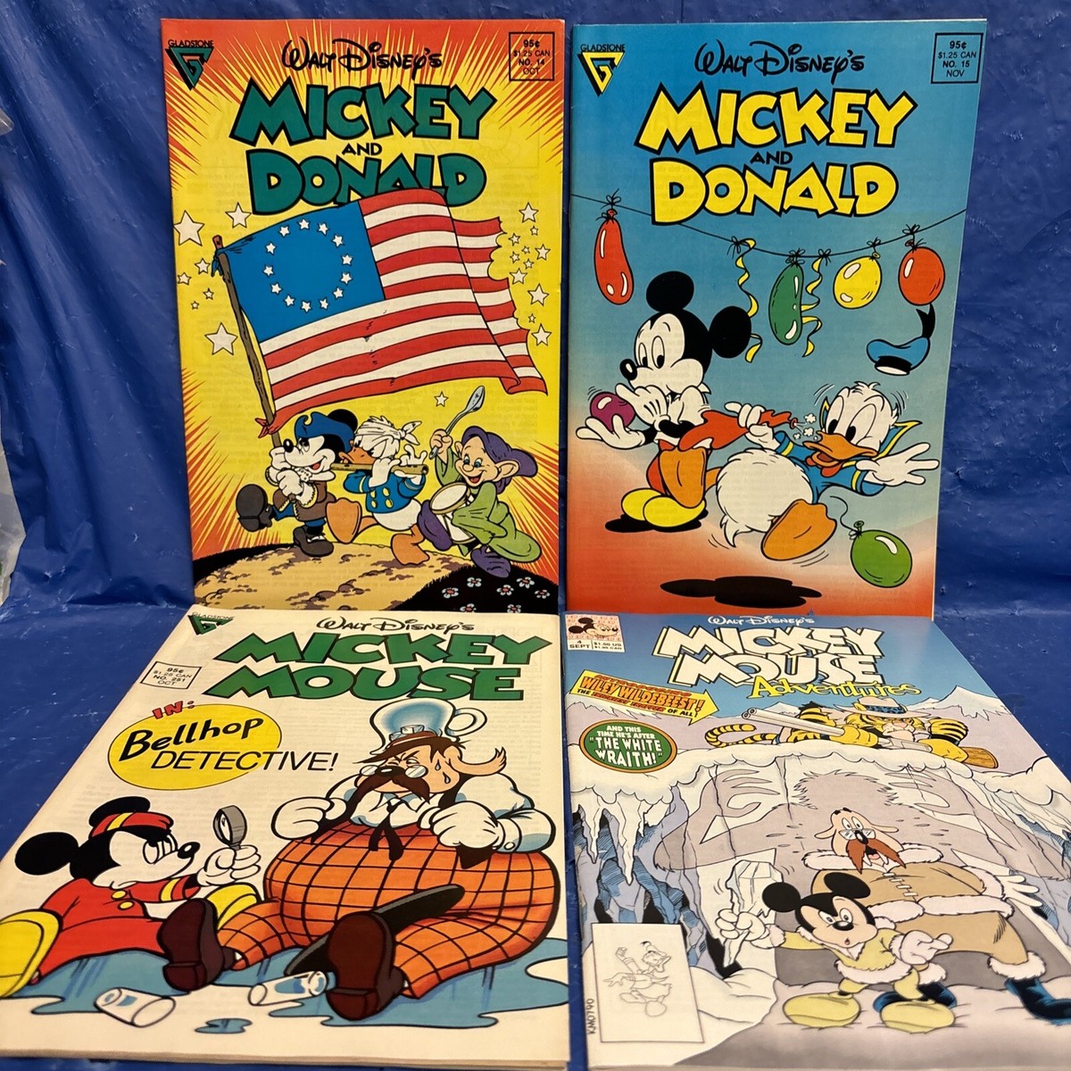 4 WALT DISNEY Mickey Mouse COMICS; #251, Adventures #4, and DONALD