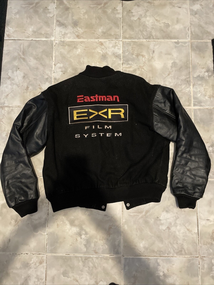 VINTAGE 90s KODAK EASTMAN EXR MOTION PICTURE FILMS LEATHER JACKET