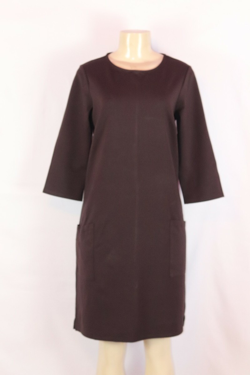 TRAVELSMITH BRAND CHOCOLATE BROWN 3/4 SLEEVE A LINE DRESS W/FRONT POCKETS  SMALL | eBay