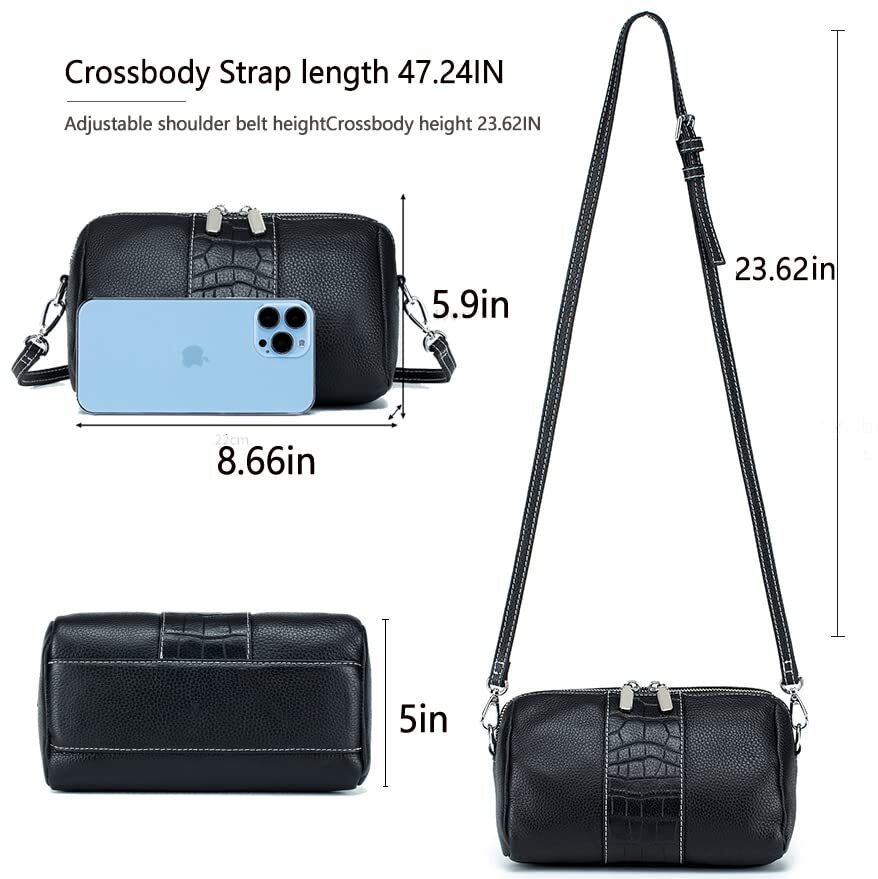 Small Leather Crossbody Bag, Zipper Clutch Phone Shoulder Medium Size