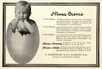 P.Beiersdorf & Co. Hamburg NIVEA Creme & Seife (1) Photo-Markenwerbung von 1912