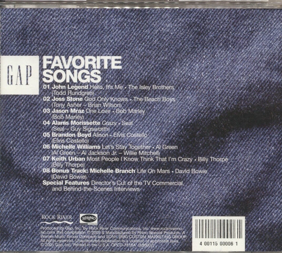 Gap: Favorite Songs - Autumn 2005 CD WD007 - Image 2 of 2