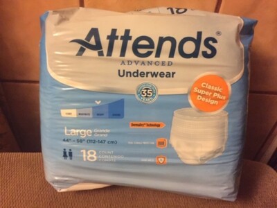 Attends Advanced Underwear 18 count, Classic Super Plus Design    Size Large