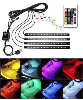 Innenraum Auto LED Lichtleiste Musik Sound aktiviert und Fernbedienung 4 in1