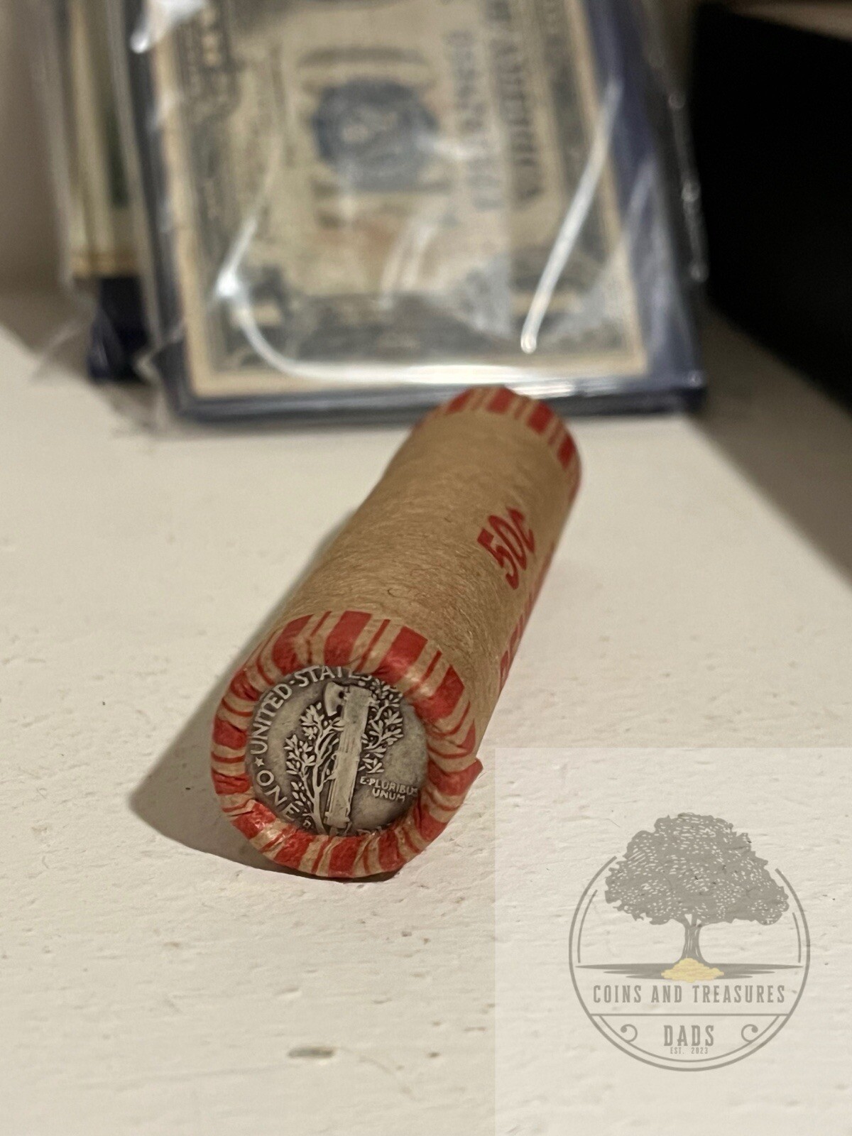 Unsearched Wheat Penny Roll  With Silver Dime End Cap- Read Description