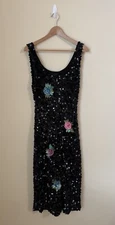 Cynthia Rowley New Prism Sequin Midi Tank Dress Black Floral Medium