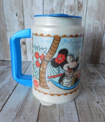 Disney Parks Polynesian Resort Mickey Minnie Luau Surf Refillable Cup Blue READ
