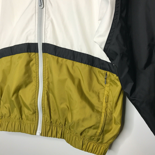 Nike Color Block Windbreaker Women's Small Black White Olive Elastic