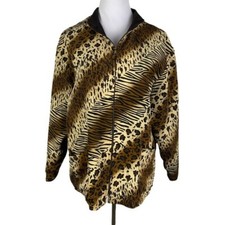Wear On Earth Vintage Reversible Leopard Tiger Print Full Zip Jacket Women's L
