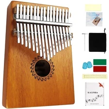 FLSEPAMB Kalimba 17 Key Thumb Piano with mahogany Wood Portable Mbira Finger ...