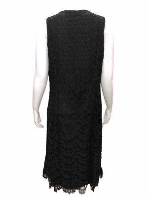 Isaac Mizrahi Regular Scallop Lace Knee Length Dress Black Medium Size