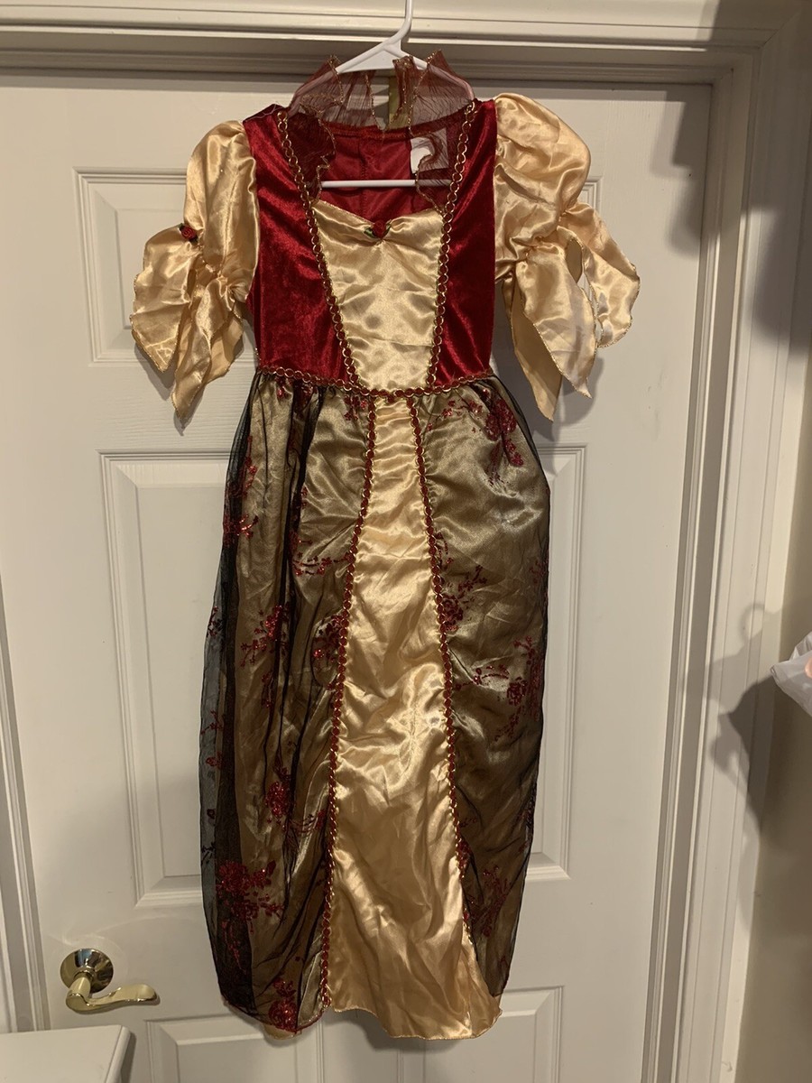 red and gold renaissance dress Renaissance or high fantasy woman wearing a red embroidered bodice (Sa –  Servian Stock Images