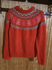 Vintage Sm Holiday Christmas Sweater Red Winter Snowflakes Unisex GUC 6123