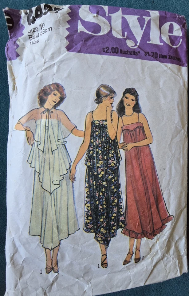 1970s Tiered Cape Handkerchief Hem Smock Dress Style 2497 Sewing Pattern - Image 2 of 3