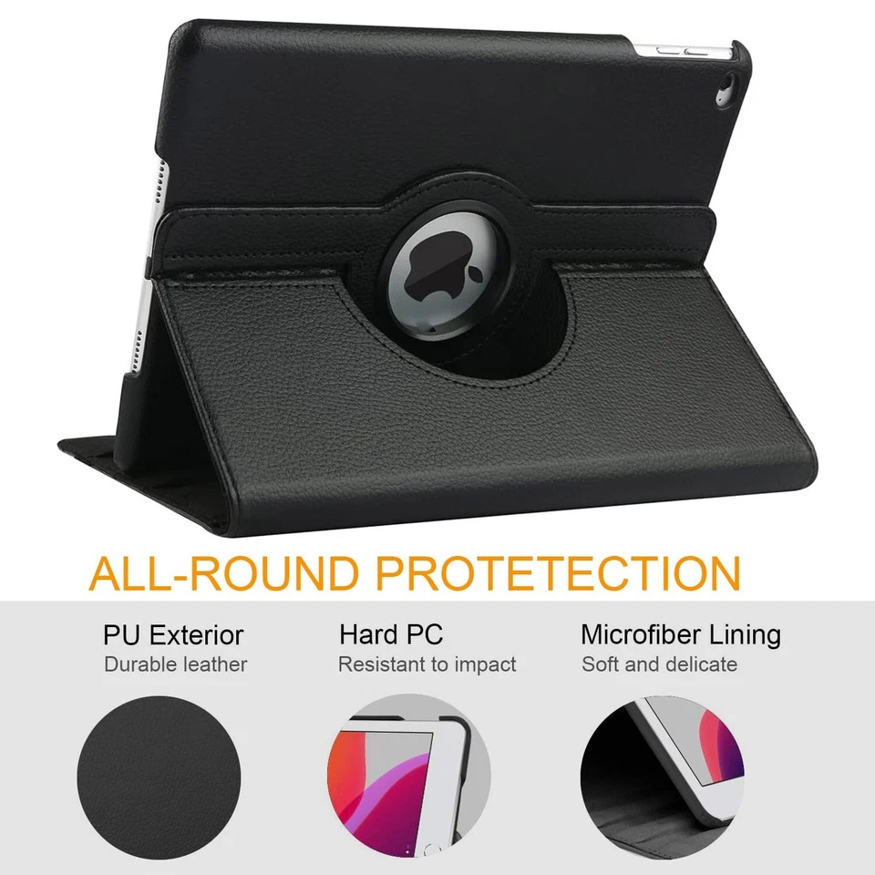 For iPad 5th 6th Air 1 Air 2 Case 9.7 inch 360 Degrees Rotating PU Leather Cover - Image 3 of 4