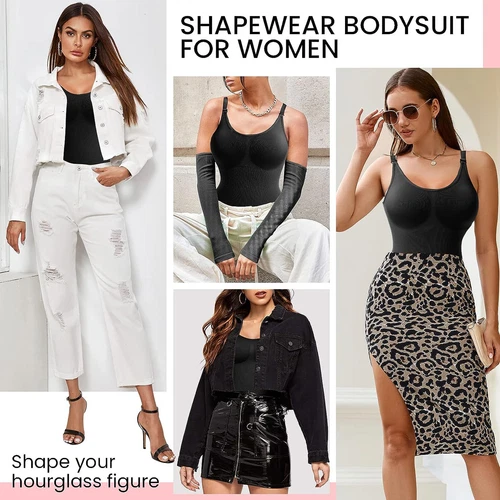 Seamless Bodysuit for Women Tummy Control Shapewear Mid-Thigh Full Body Shaper - Picture 9 of 35