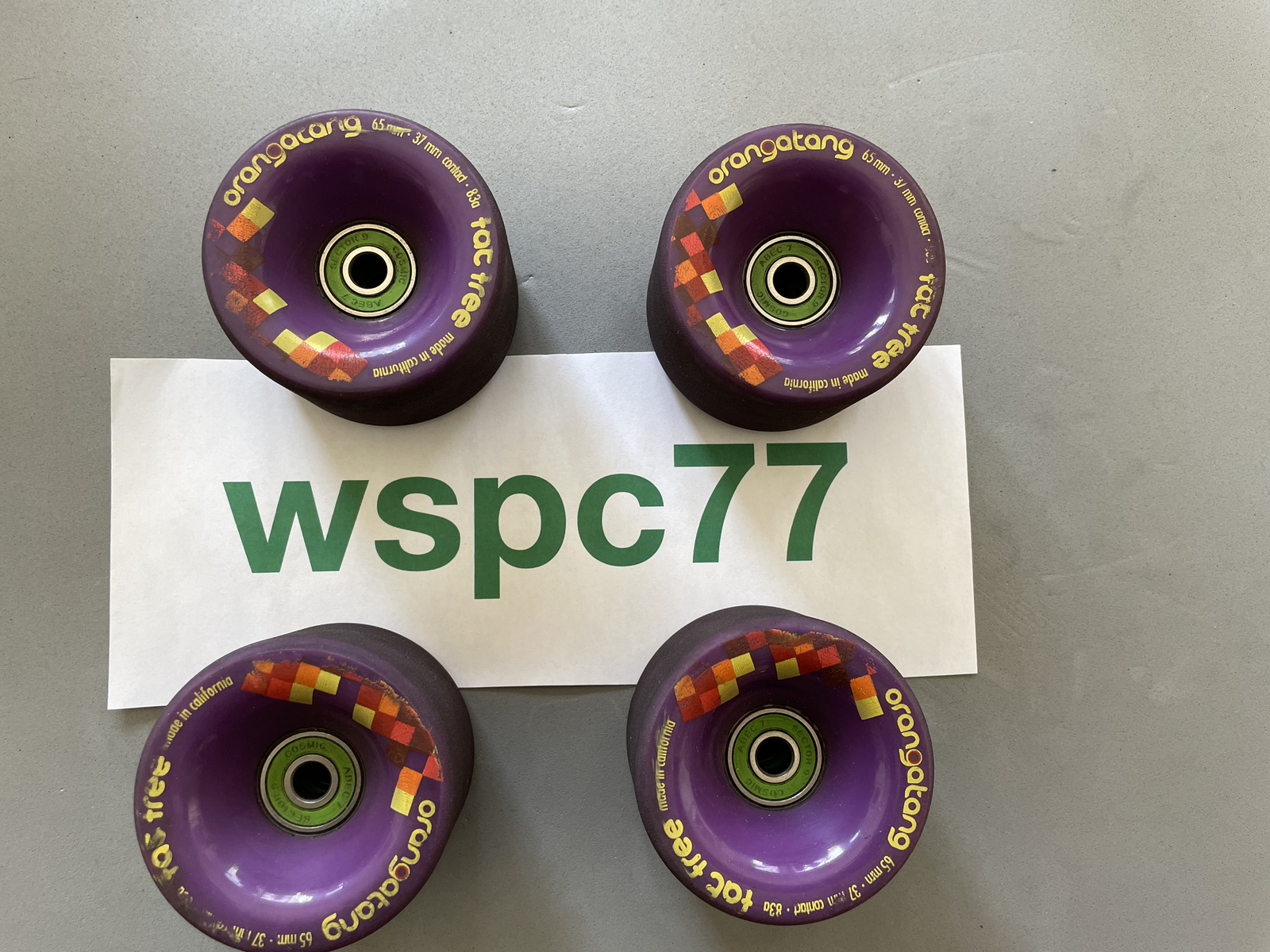 Orangatan Fat Free w/ Sector 9 Cosmic bearings Longboard purple wheels