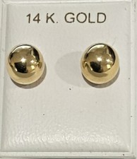 Brand New 14kt Yellow Gold 8mm Ball Stud Earrings