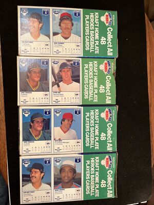 Lot of 4  1987 Homeplate Heroes Kraft Mac & Cheese Boxes w Baseball Cards