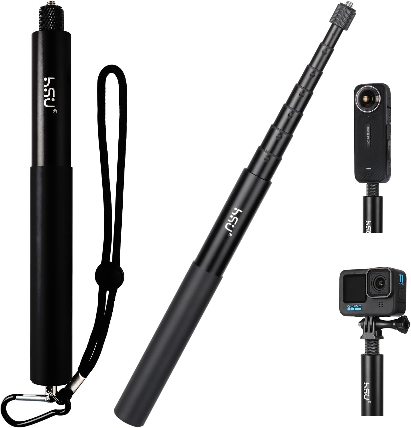 Palo para selfies invisible 59”/150 cm Insta360 extensión monopie poste Insta360 X4 X3