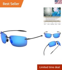 Stylish Polarized Sports Shades - TR90 Rimless Sunglasses for Outdoor Adventure