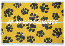 5 YARD SALE 2 1/4 GLITTER PAW PAWPRINT GROSGRAIN RIBBON CHEER YELLOW GOLD BLACK