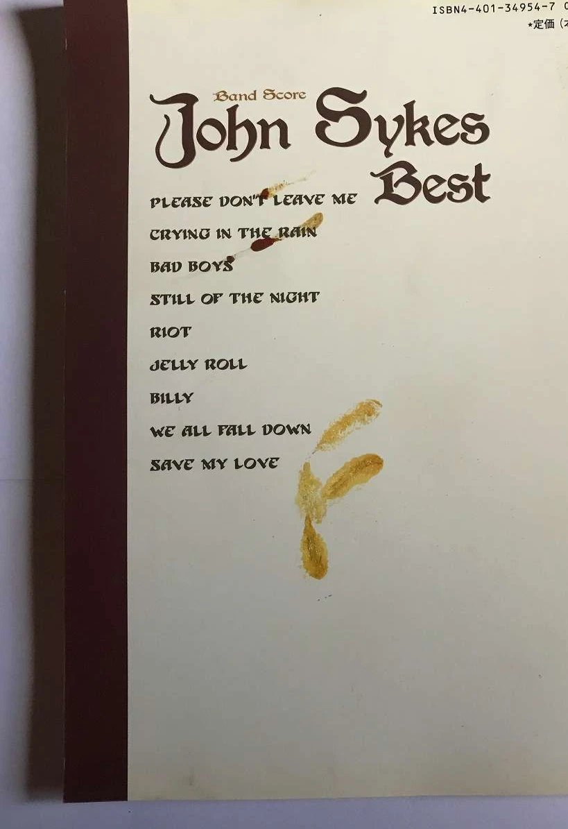 JOHN SYKES BEST BAND SCORE JAPAN GUITAR TAB BLUE MURDER WHITESNAKE