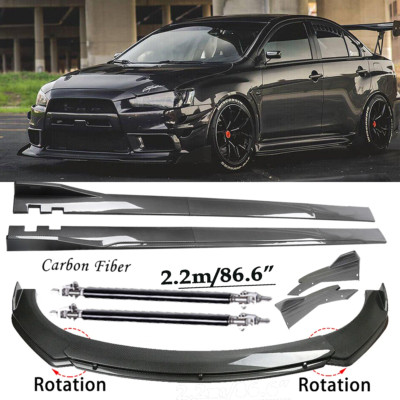 For Mitsubishi Lancer GT Carbon Fiber Front Bumper Lip Spoiler 86.6'' Side Skirt