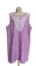 Talbots Embroidered Linen Blend Lavender Sleeveless Shift Dress Lined Plus Sz 20