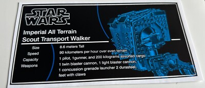 Lego Star Wars UCS Style Sticker for 75153 AT-ST Imperial All Terrain Scout