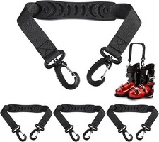 4 Pieces Ski Boot Strap Ski Carrier Straps Snowboard Strap Adjustable Black
