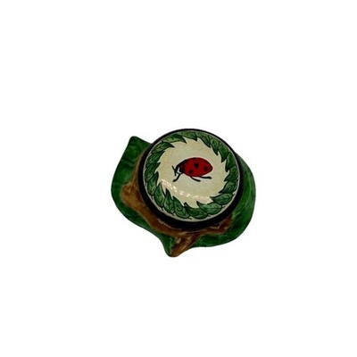 Halcyon Days Enamel Trinket Box Bonbonniere Lady Bugs on Leaf Figural England
