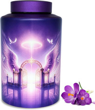 Large Cremation Urn for Adult Female Male Ashes, Decorative Funeral Purple Keeps