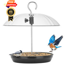 Kingsyard Adjustable Platform Bird Feeder for Outdoors, Hanging Iron Grey