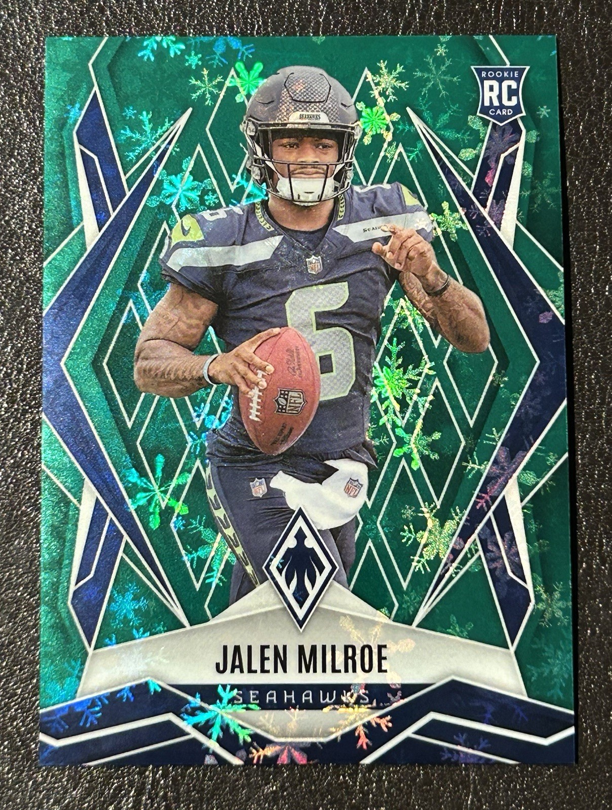 2025 Panini Phoenix Holiday Winter Jalen Milroe #151 Green /149 Seahawks