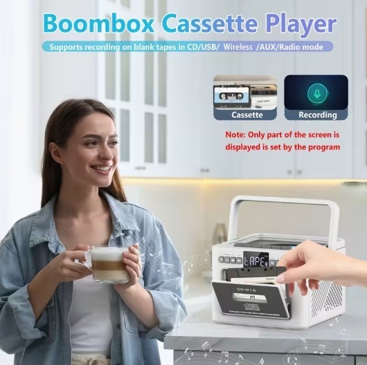 Lecteur CD portable Bluetooth 10W stéréo à haute autonomie USB TF - 2