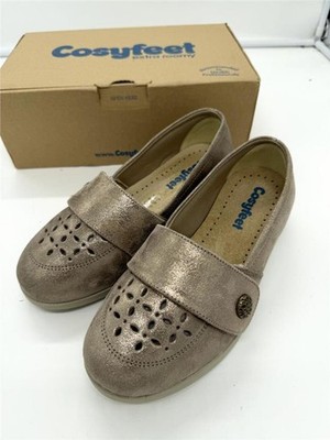 Cosyfeet Damenschuh Carmen Weite 6E Weite Gold Schimmer Punch UK 5,5 geräumig