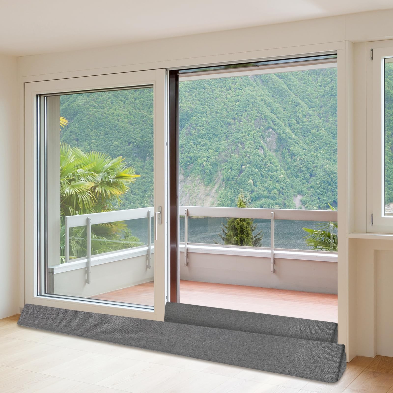 2 Packs Sliding Glass Door Draft Stopper Blocker - Weatherproof Under Door Wi...