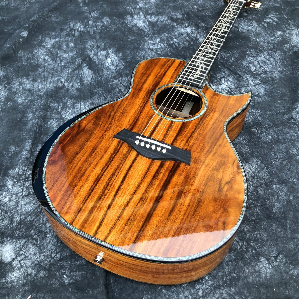 All Koa Wood 41 Inch Cutaway PS14 Acoustic Guitar Abalone Ebony Fingerboard