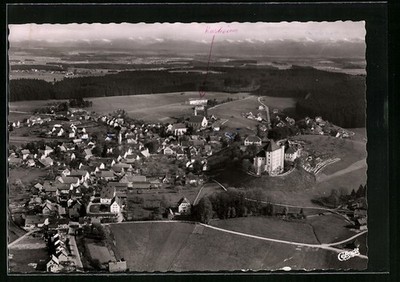 Grönenbach im Allgäu, Totalansicht mit Kneippkurheim, Burgberg, Ansichtskarte 