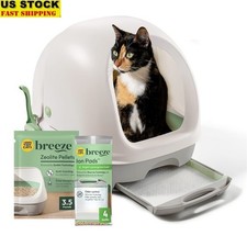 Purina Breeze Covered Cat Litter Box W/ Zeolite Pellets  Ion Pads System New