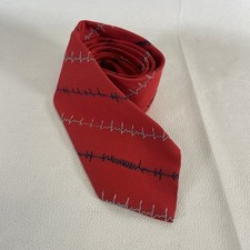 Corbata para hombres Inderal LA Drug Rep Farmacia Latidos cardíacos geométricos rojos médicos 3"X 56"