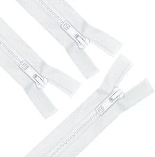3 PCS 12 Inch White 5 Separating Jacket Zippers, Molded Plastic, Bulk, Sewing