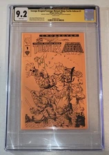 Teenage Mutant Ninja Turtles/SD #1 ASHCAN CGC 9.2 Signed Sketch x2 Dooney Larsen