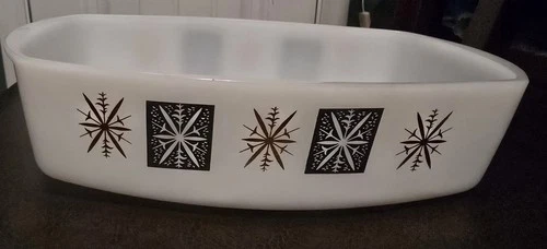 Atomic Starburst Federal Milk Glass Vintage Heat Proof Rectangular Baking Dish