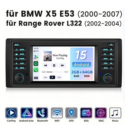 Carplay Autoradio Android 15 GPS Navi RDS SWC WIFI Für BMW E39 X5 E53 2000-2007