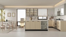 10X10 RTA Natural Oak Wood Grain Contemporary Kitchen Cabinets Slab Modern